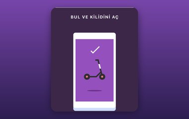 Elektrikli scooter kiralama uygulaması: scooter bulma ve kilit açma kullanım rehberi ekranı